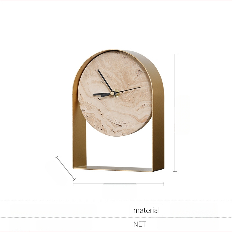 Irodai asztali dekorációs óra — könnyed luxus modern stílus, fém-márvány kivitelezés, polírozott, félig manuális és félig mechanikus kivitelezés