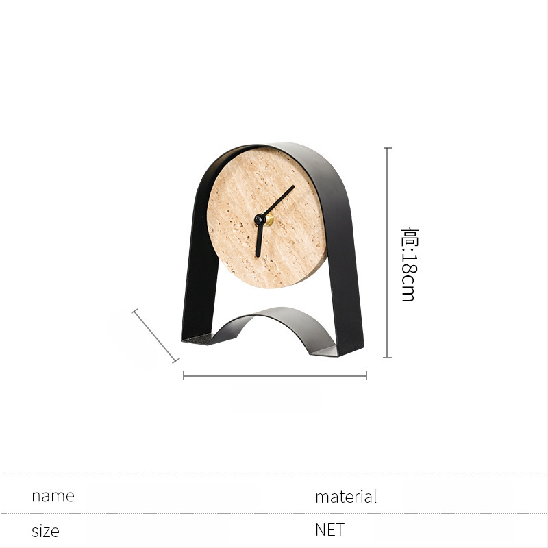 Irodai asztali dekorációs óra — könnyed luxus modern stílus, fém-márvány kivitelezés, polírozott, félig manuális és félig mechanikus kivitelezés