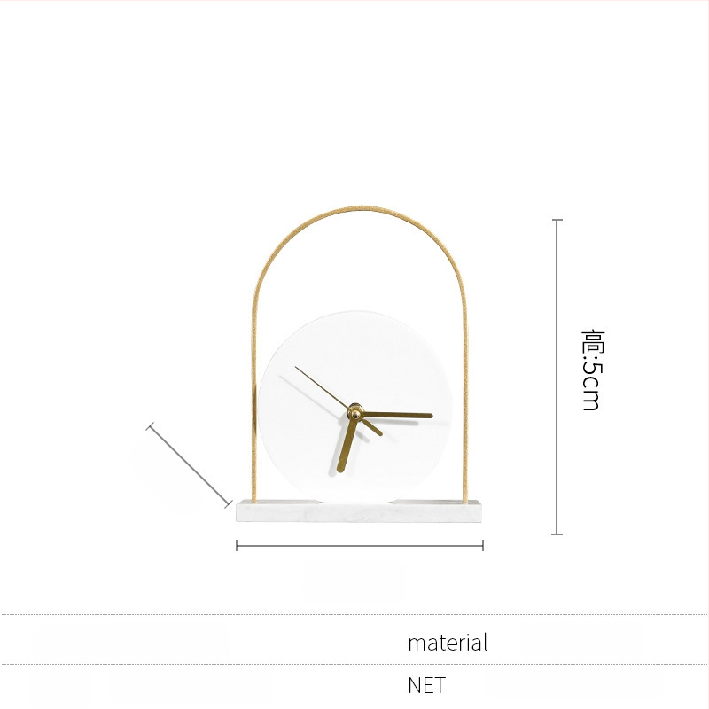 Irodai asztali dekorációs óra — könnyed luxus modern stílus, fém-márvány kivitelezés, polírozott, félig manuális és félig mechanikus kivitelezés