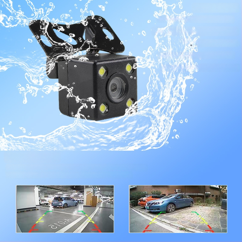 Automobilio galinio vaizdo kamera su fisheye plačiaekraniu, 12V, IP68 atsparumas vandeniui, reguliuojamas kampas