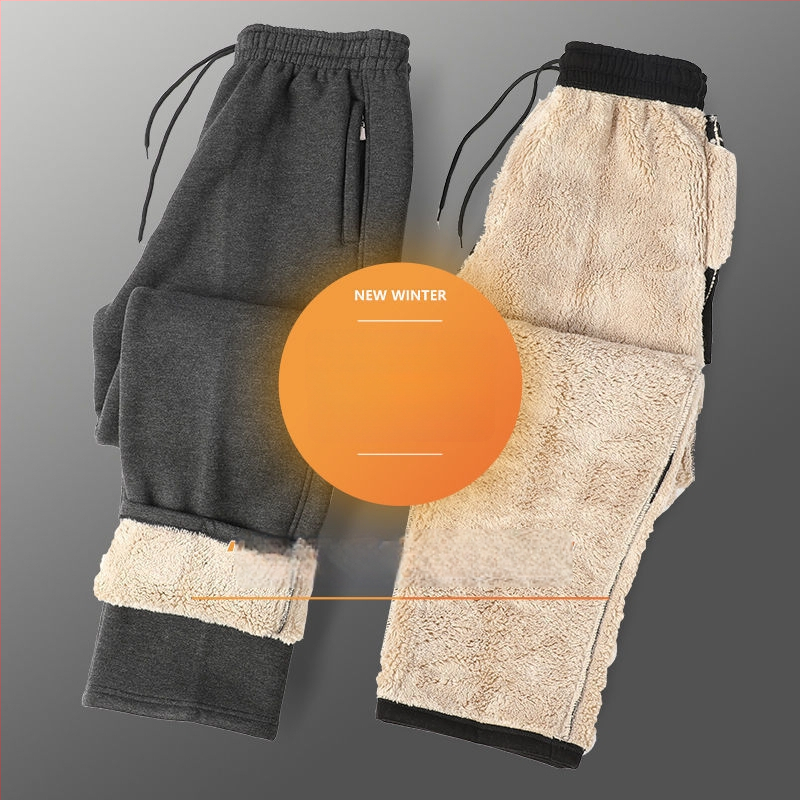 Vyrų tiesaus kirpimo sportinės kelnės su fliso įdėklu, poliesterio audinys, rudens–žiemos sezonui, aukštas liemuo, vyresnio amžiaus asmenims, laisvalaikio apranga