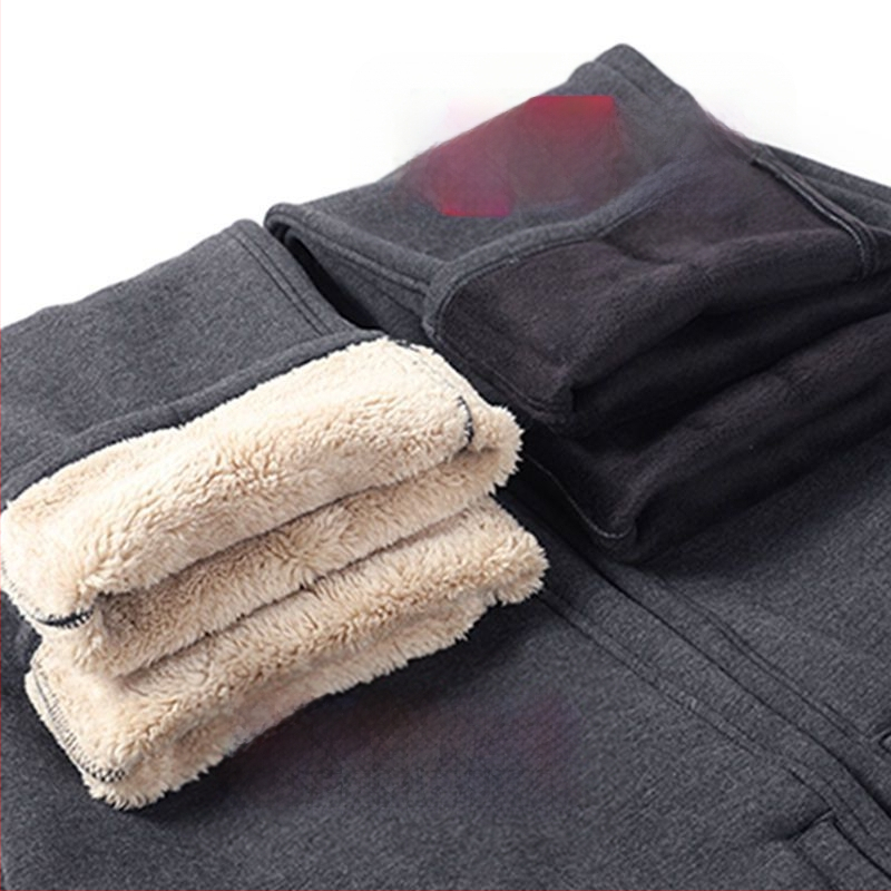 Vyrų tiesaus kirpimo sportinės kelnės su fliso įdėklu, poliesterio audinys, rudens–žiemos sezonui, aukštas liemuo, vyresnio amžiaus asmenims, laisvalaikio apranga