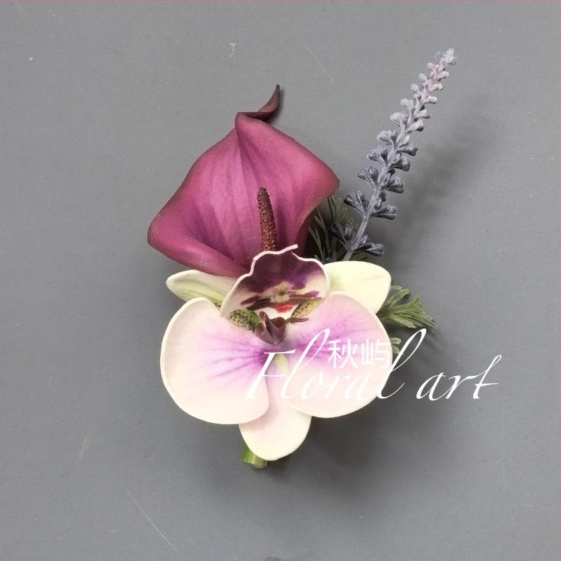 Rokas ziedu korsāde ar tauriņrožu orhideju — kāzu aksesuārs, personīgs dāvinājums, piemērots dzimšanas dienai un Ziemassvētkiem