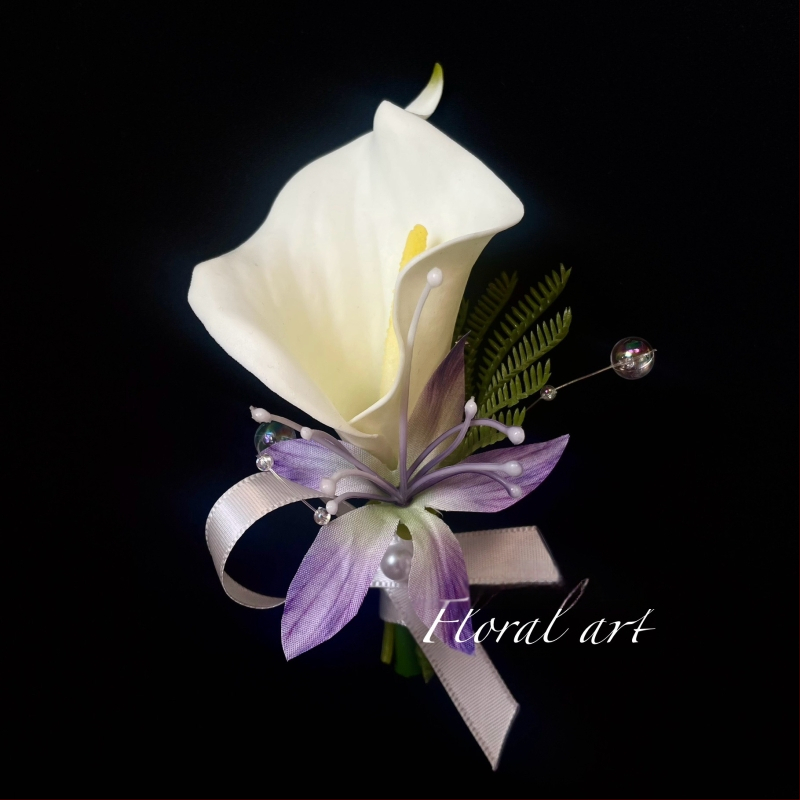 Rokas ziedu korsāde ar tauriņrožu orhideju — kāzu aksesuārs, personīgs dāvinājums, piemērots dzimšanas dienai un Ziemassvētkiem