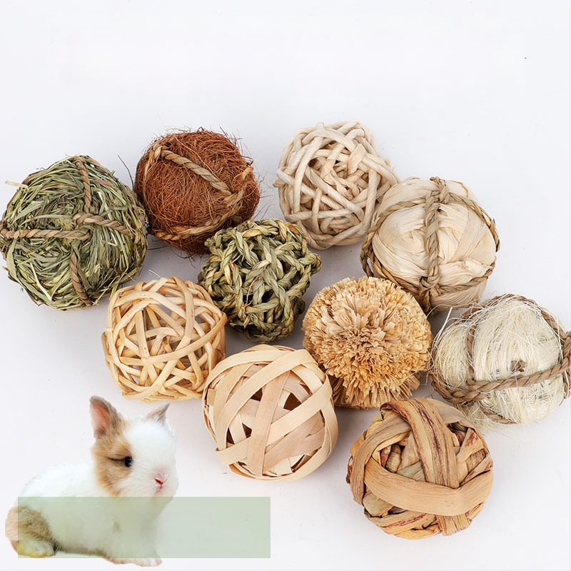 Žaislas mažiems naminiams gyvūnėliams: vandens žolės kamuoliukas — Bin Li, kramymui atsparus dantų žaislas