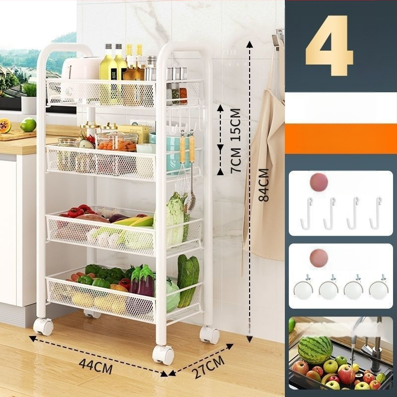 Sešas līmeņu nerūsējošā tērauda mobilais uzglabāšanas plaukts ar riteņiem, grīdā stāvošs, piemērots virtuvei un guļamistabai (6 līmeņi; nerūsējošs tērauds; riteņi)