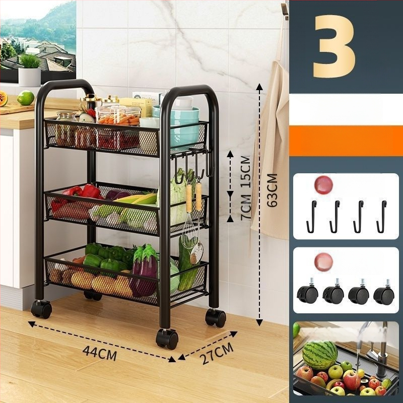 Sešas līmeņu nerūsējošā tērauda mobilais uzglabāšanas plaukts ar riteņiem, grīdā stāvošs, piemērots virtuvei un guļamistabai (6 līmeņi; nerūsējošs tērauds; riteņi)