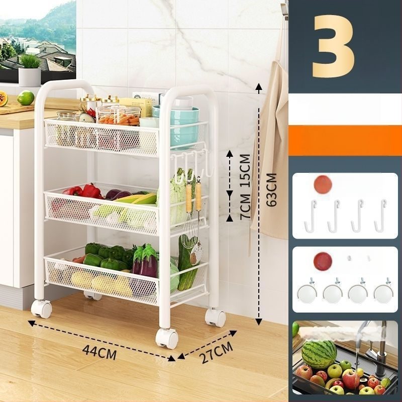 Sešas līmeņu nerūsējošā tērauda mobilais uzglabāšanas plaukts ar riteņiem, grīdā stāvošs, piemērots virtuvei un guļamistabai (6 līmeņi; nerūsējošs tērauds; riteņi)