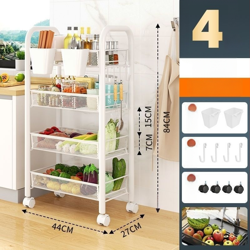 Sešas līmeņu nerūsējošā tērauda mobilais uzglabāšanas plaukts ar riteņiem, grīdā stāvošs, piemērots virtuvei un guļamistabai (6 līmeņi; nerūsējošs tērauds; riteņi)