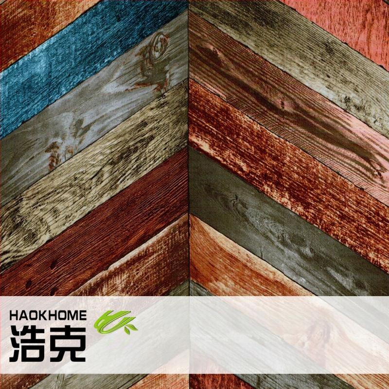 HAOKHOME/Hulk pašlīmējamā PVC tapete ar koka graudu tekstūru, retro stils, trīslāņu konstrukcija