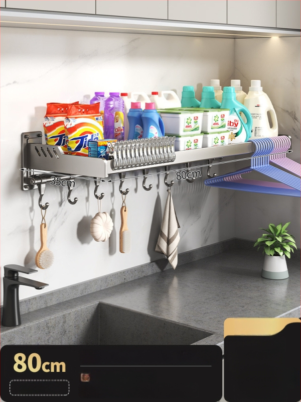 Veļas mašīnas uzglabāšanas plaukts, vienlīmeņa, 10 kg slodze, moderns minimālisma stils, jauns 2024. modelis