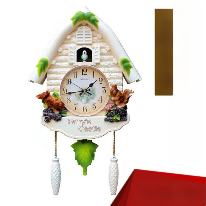 Karikatūras stila sienas pulkstenis ar Eiropas stila dizainu dzīvojamā istabā, ar lecamu sekundes kustību, ar bateriju darbību, safīra korpuss un kvarca stikla ciparnīca