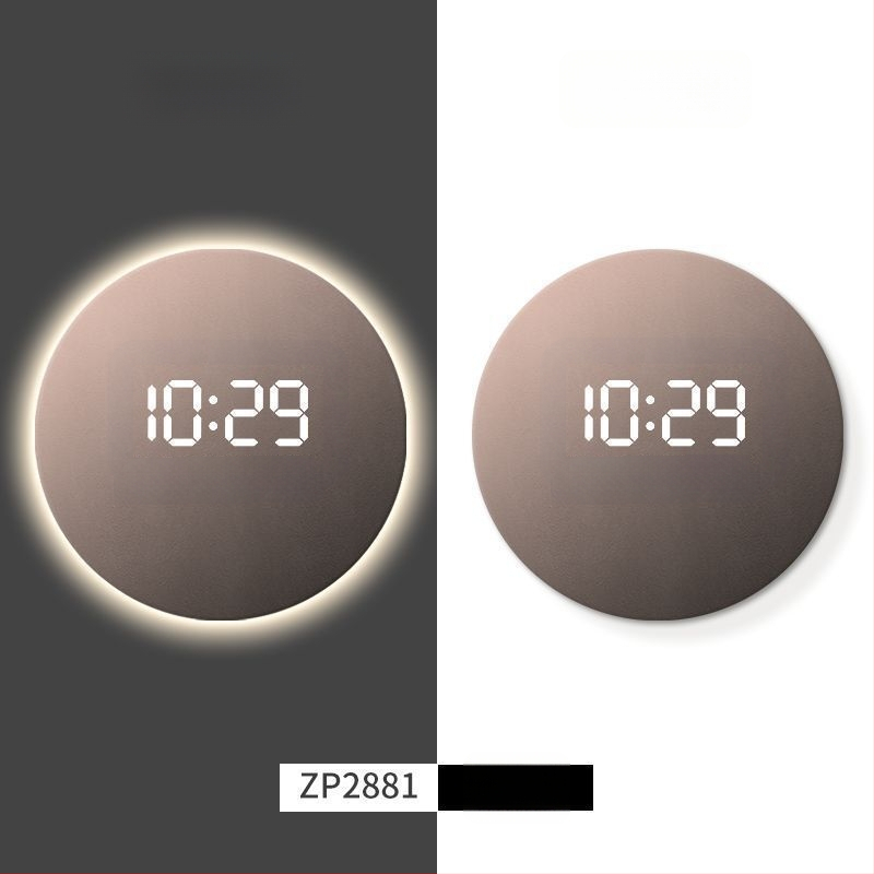 Taisnstūra sienas pulkstenis ar digitālo displeju, LED atmosfēras apgaismojumu, ārēja barošana un lecējošu sekundes kustību