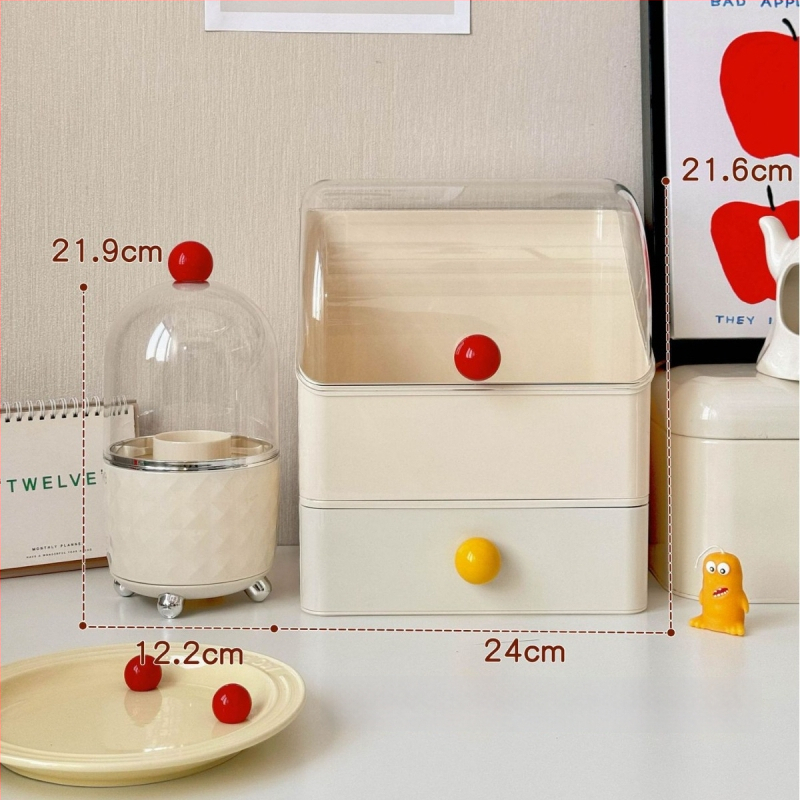 Beichuan Kosmētikas uzglabāšanas kastīte galda virsmai — atvilnes tips, saliekams, putekļu izturīgs, plastmasas korpuss, ar atveramu vāku