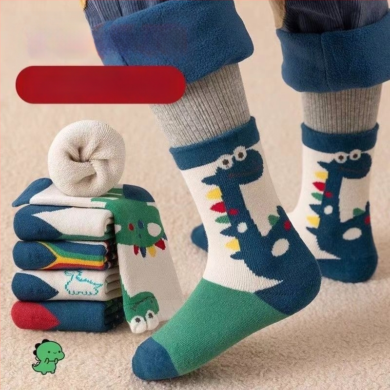 Детски зимни чорапи, дебели с флисов вътрешен слой, средна височина, унисекс, 65% полиестер