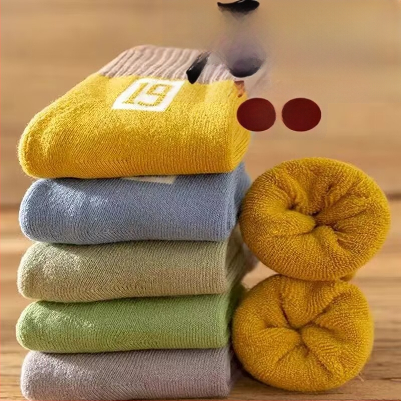 Детски зимни чорапи, дебели с флисов вътрешен слой, средна височина, унисекс, 65% полиестер