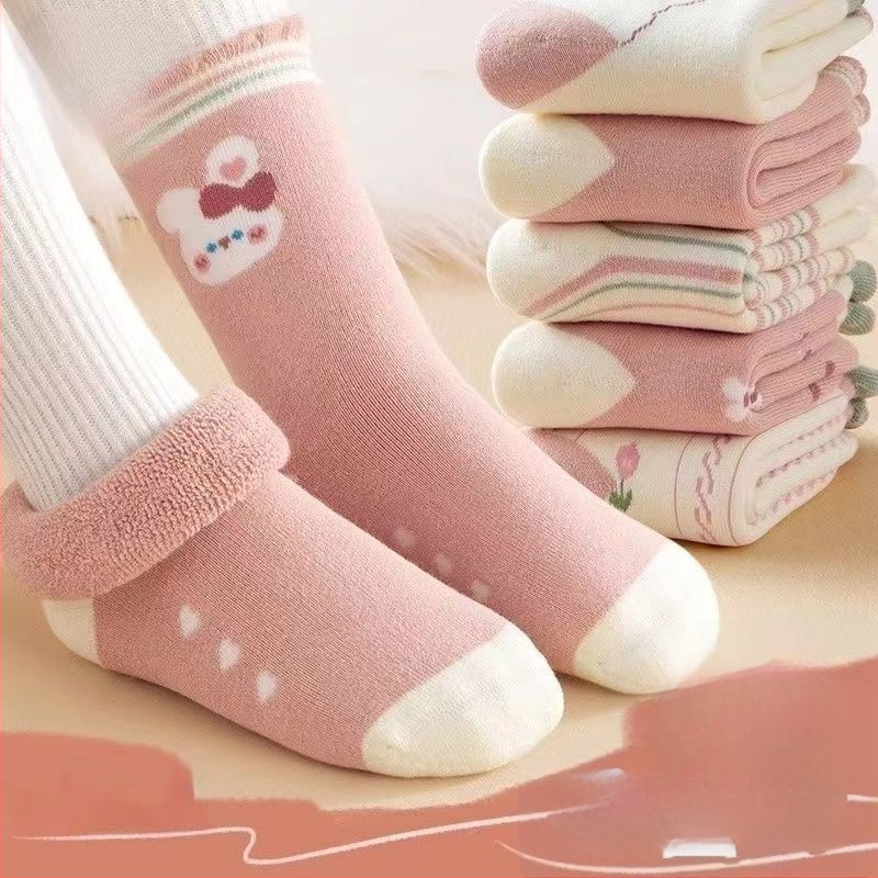 Детски зимни чорапи, дебели с флисов вътрешен слой, средна височина, унисекс, 65% полиестер