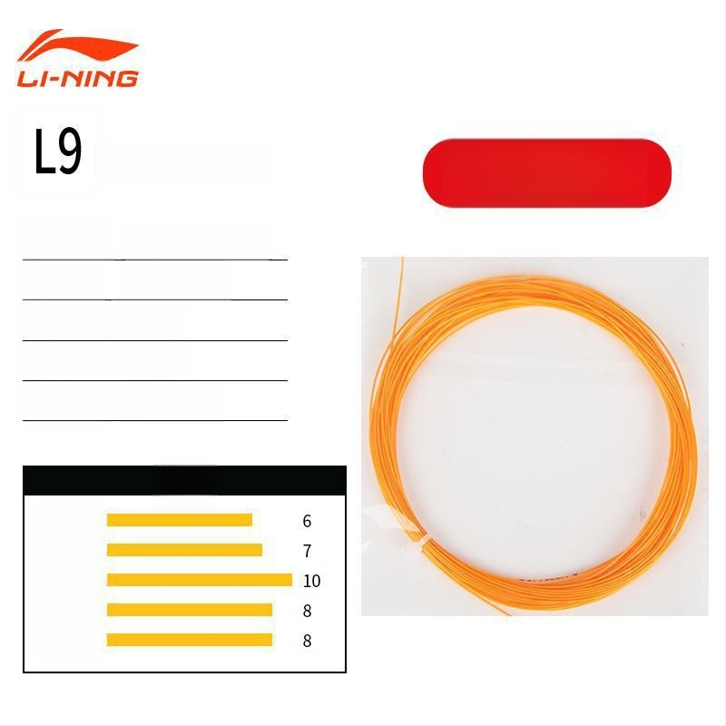 Li Ning badmintona raketes trosīte – neilona šķiedra, augsta elastība, izturība