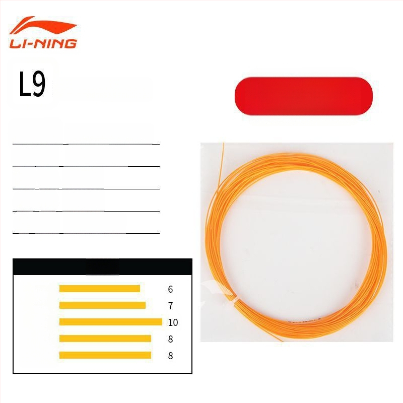 Li Ning badmintona raketes trosīte – neilona šķiedra, augsta elastība, izturība