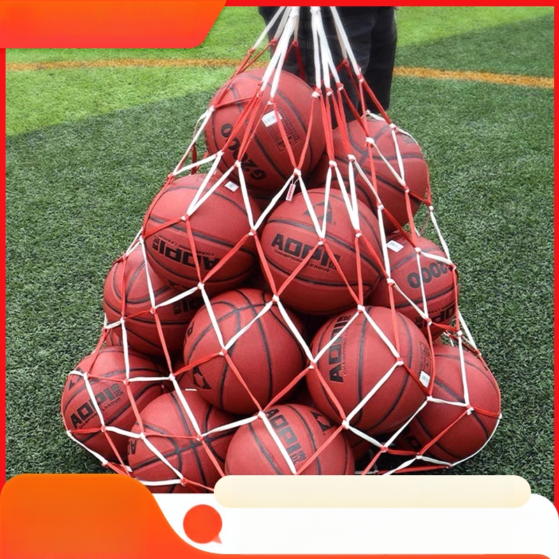 Tinklelio kamuolių laikymo krepšys; talpa iki 12 kamuolių; medžiaga: polipropilenas, poliesteris, polietilenas; užsakomoji gamyba galima; prekės ženklas Huihua; tinkamas krepšiniui ir lauko sportui.