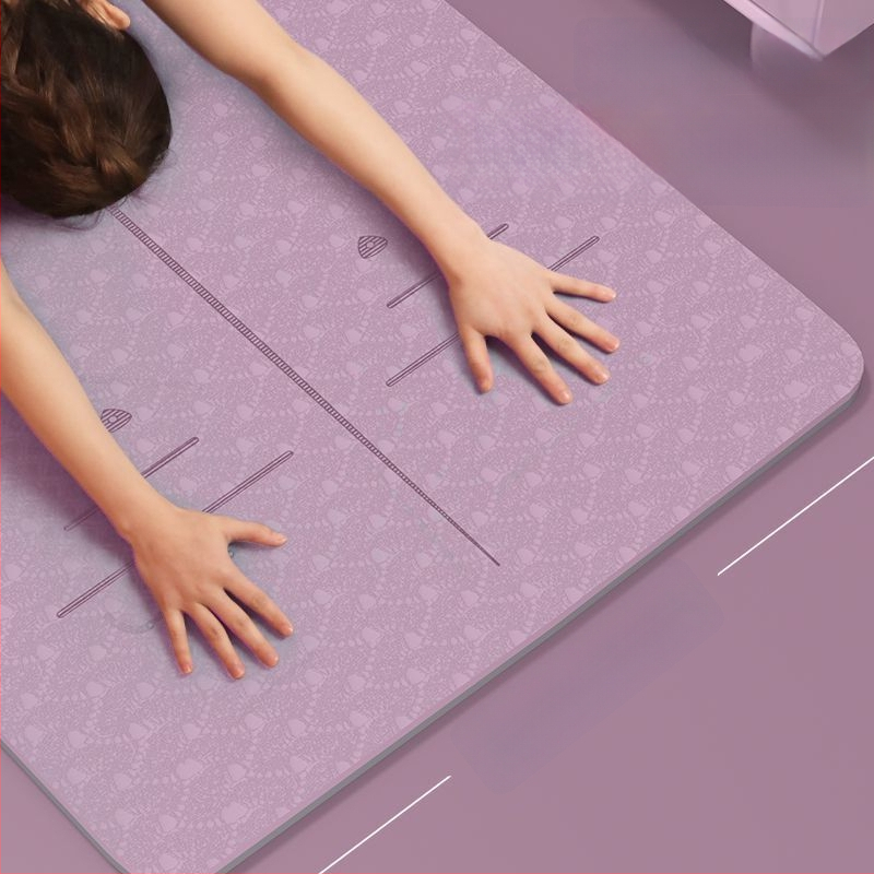 TPE jogas paklājs iesācējiem, 8 mm biezums, pretslīdošs, bez smaržas, ar āsānu vadlīnijām.