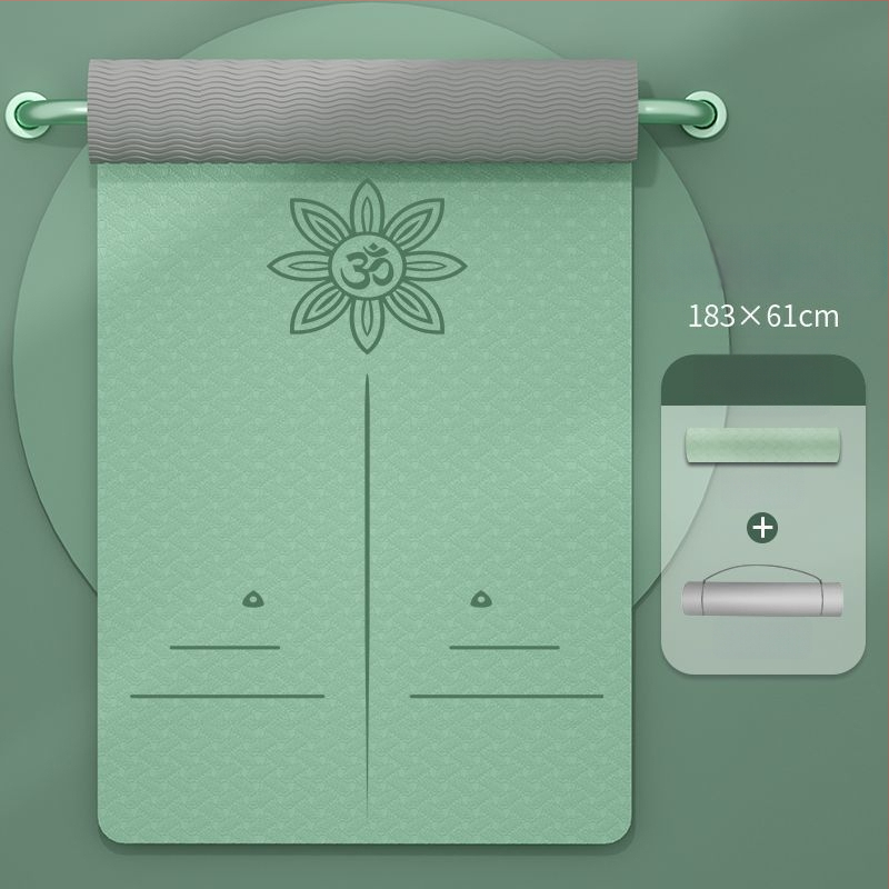 TPE jogas paklājs iesācējiem, 8 mm biezums, pretslīdošs, bez smaržas, ar āsānu vadlīnijām.