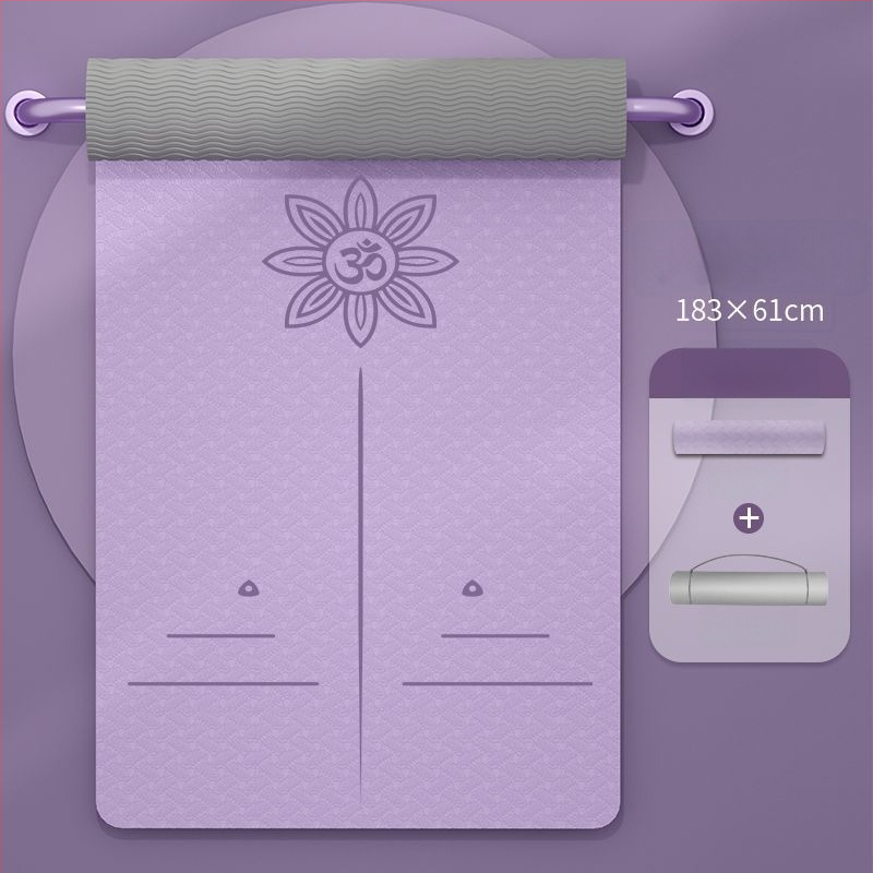 TPE jogas paklājs iesācējiem, 8 mm biezums, pretslīdošs, bez smaržas, ar āsānu vadlīnijām.