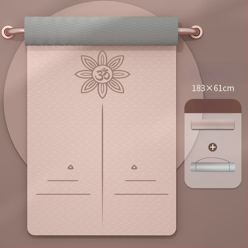 TPE jogas paklājs iesācējiem, 8 mm biezums, pretslīdošs, bez smaržas, ar āsānu vadlīnijām.