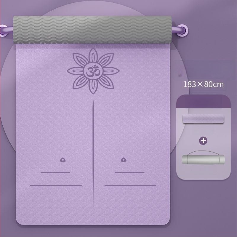 TPE jogas paklājs iesācējiem, 8 mm biezums, pretslīdošs, bez smaržas, ar āsānu vadlīnijām.