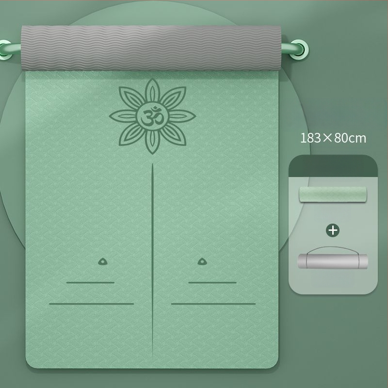 TPE jogas paklājs iesācējiem, 8 mm biezums, pretslīdošs, bez smaržas, ar āsānu vadlīnijām.