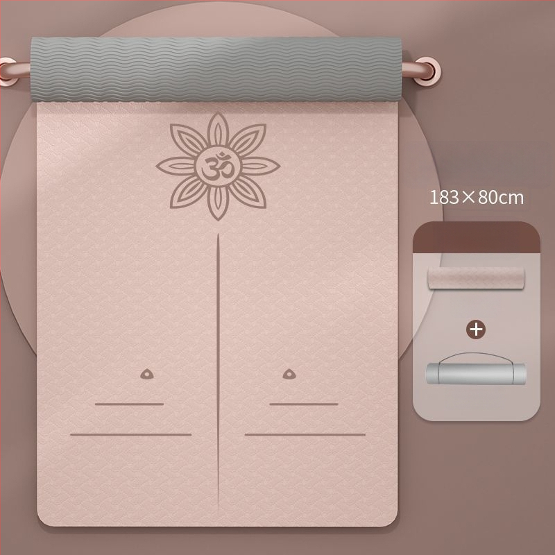 TPE jogas paklājs iesācējiem, 8 mm biezums, pretslīdošs, bez smaržas, ar āsānu vadlīnijām.