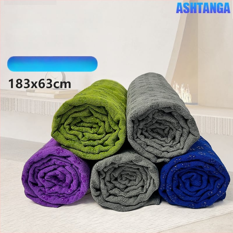 Neslīdošs jogas dvielis prostinam ar plūmju ziedu punktētu rakstu, viegls, mazgājas veļas mašīnā