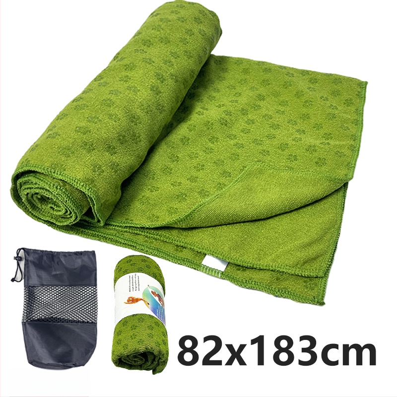 Neslīdošs jogas dvielis prostinam ar plūmju ziedu punktētu rakstu, viegls, mazgājas veļas mašīnā