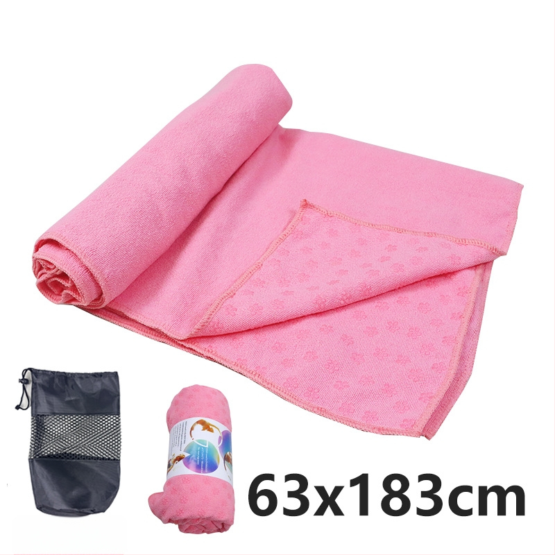 Neslīdošs jogas dvielis prostinam ar plūmju ziedu punktētu rakstu, viegls, mazgājas veļas mašīnā