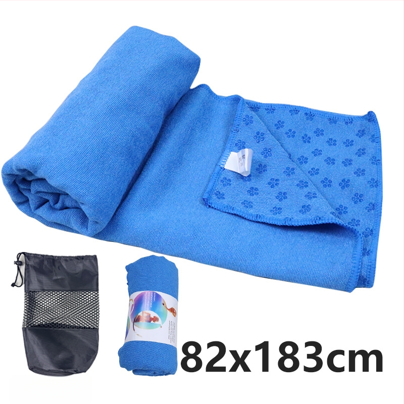 Neslīdošs jogas dvielis prostinam ar plūmju ziedu punktētu rakstu, viegls, mazgājas veļas mašīnā