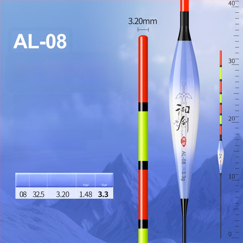 Vertikālais pludiņš ar nano dizainu visām ūdens tilpēm, ar pilnu aci un biezu tukšu asti, augsta jutība, gari metieni