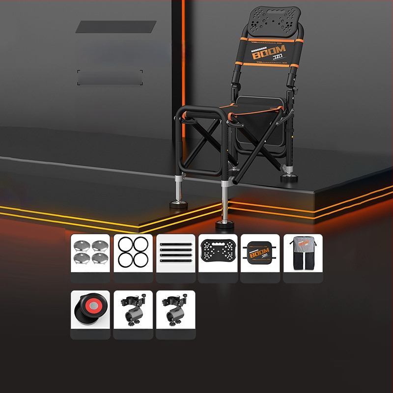 Saliekams zvejnieka krēsls ar atzveltni, alumīnija sakausējuma materiāls, portatīvs un piemērots visiem tereniem