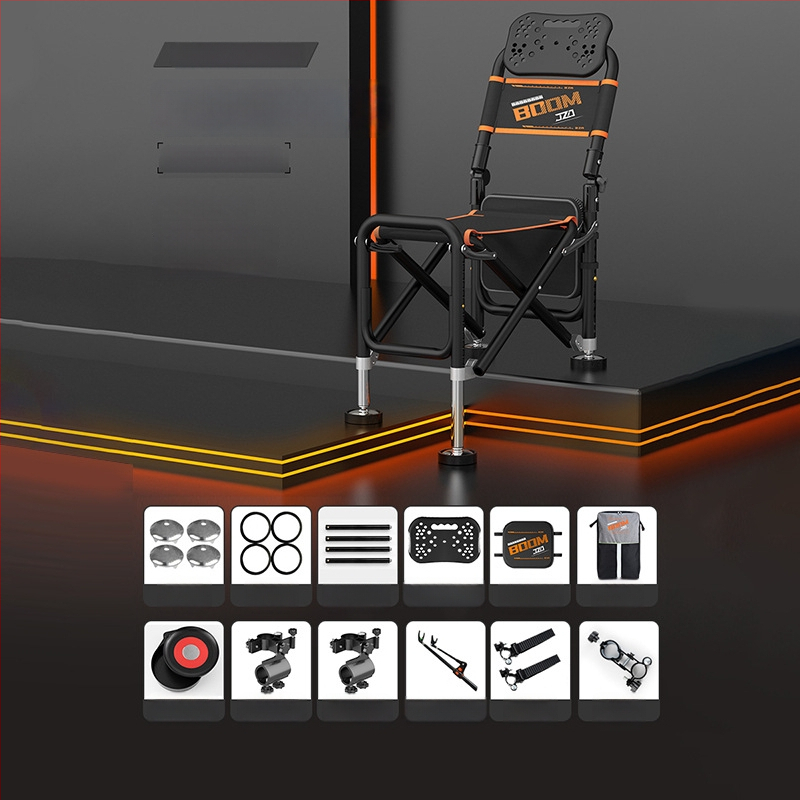 Saliekams zvejnieka krēsls ar atzveltni, alumīnija sakausējuma materiāls, portatīvs un piemērots visiem tereniem