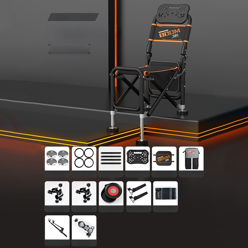 Saliekams zvejnieka krēsls ar atzveltni, alumīnija sakausējuma materiāls, portatīvs un piemērots visiem tereniem