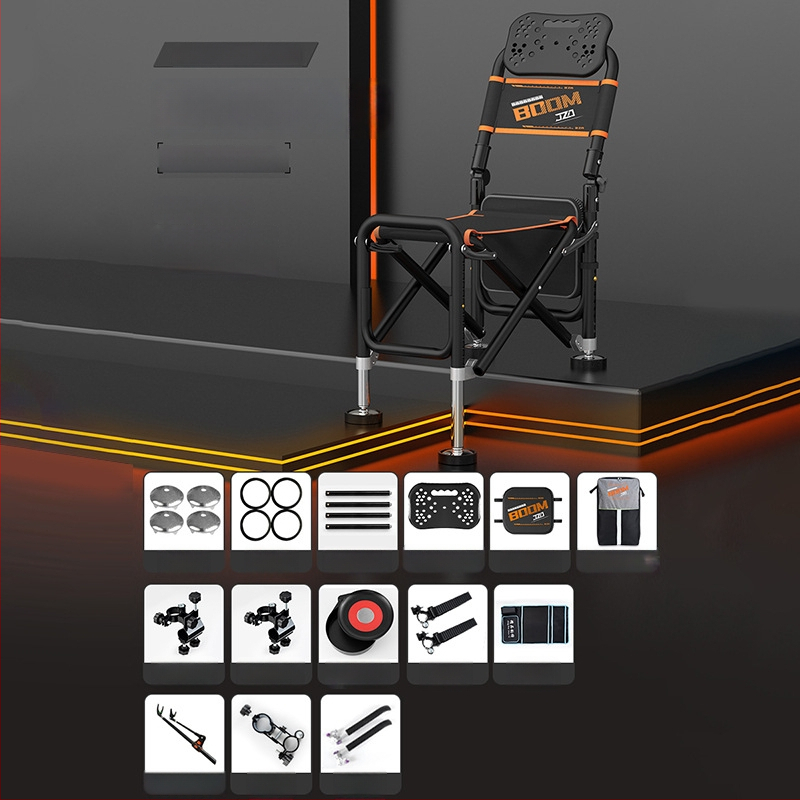 Saliekams zvejnieka krēsls ar atzveltni, alumīnija sakausējuma materiāls, portatīvs un piemērots visiem tereniem