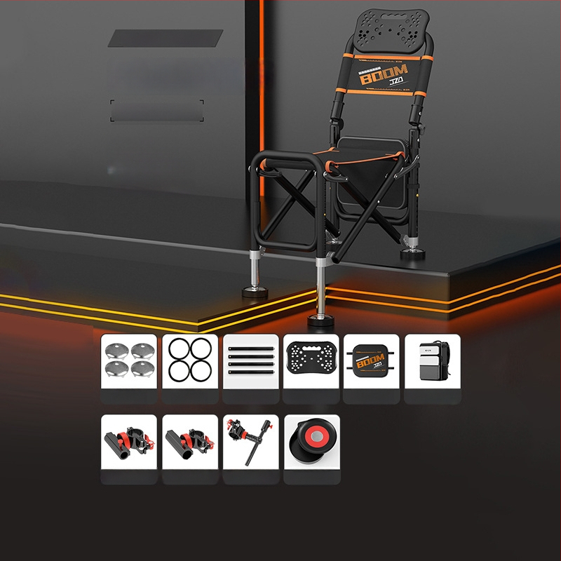 Saliekams zvejnieka krēsls ar atzveltni, alumīnija sakausējuma materiāls, portatīvs un piemērots visiem tereniem