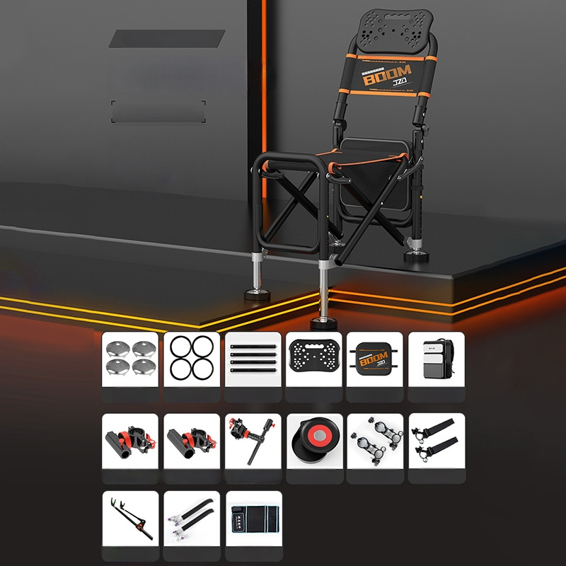 Saliekams zvejnieka krēsls ar atzveltni, alumīnija sakausējuma materiāls, portatīvs un piemērots visiem tereniem