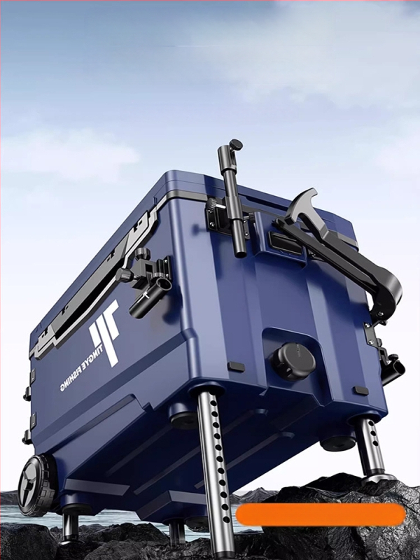 Makšķerēšanas kaste ar riteņiem, ultra viegla, daudzfunkcionāls aprīkojums makšķerēšanai, ABS, ietilpība 25–32 L