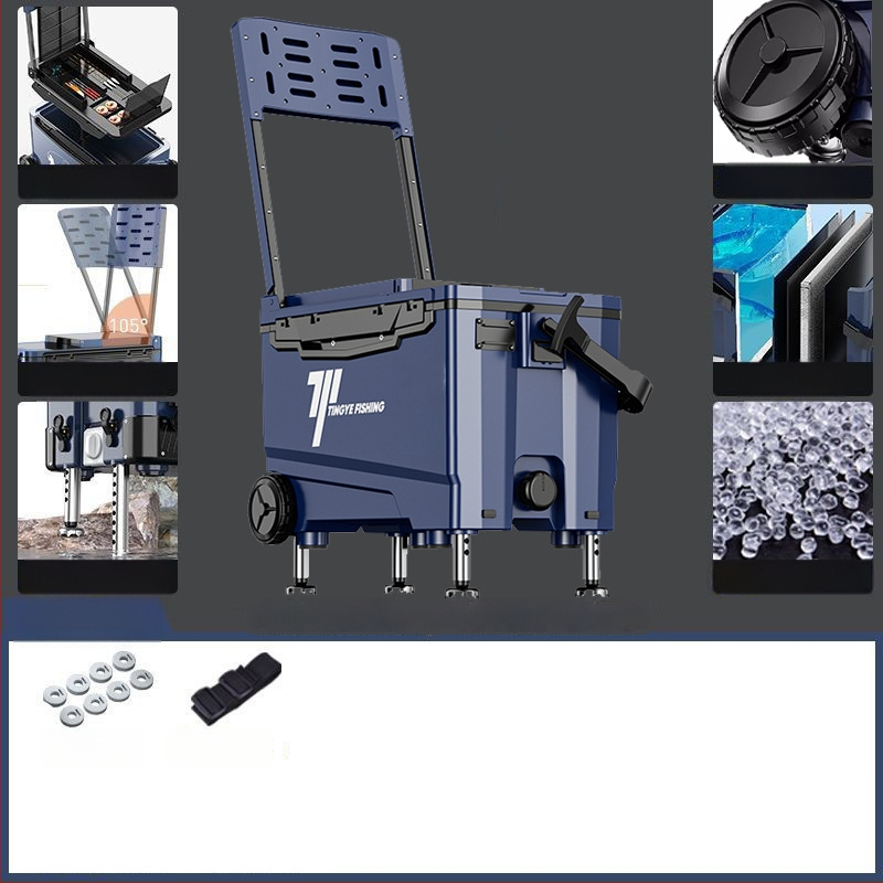 Makšķerēšanas kaste ar riteņiem, ultra viegla, daudzfunkcionāls aprīkojums makšķerēšanai, ABS, ietilpība 25–32 L