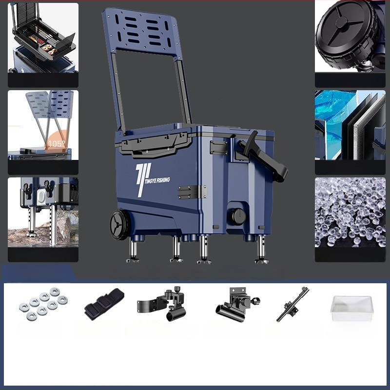 Makšķerēšanas kaste ar riteņiem, ultra viegla, daudzfunkcionāls aprīkojums makšķerēšanai, ABS, ietilpība 25–32 L