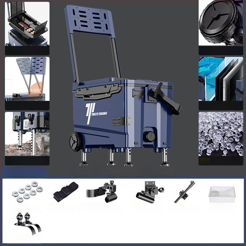 Makšķerēšanas kaste ar riteņiem, ultra viegla, daudzfunkcionāls aprīkojums makšķerēšanai, ABS, ietilpība 25–32 L