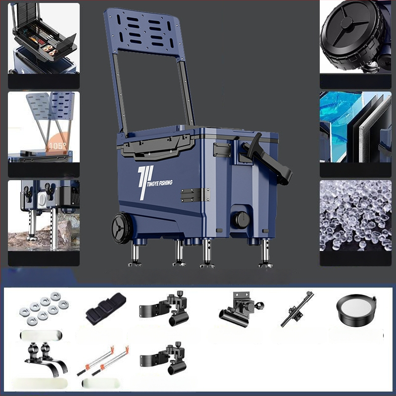 Makšķerēšanas kaste ar riteņiem, ultra viegla, daudzfunkcionāls aprīkojums makšķerēšanai, ABS, ietilpība 25–32 L