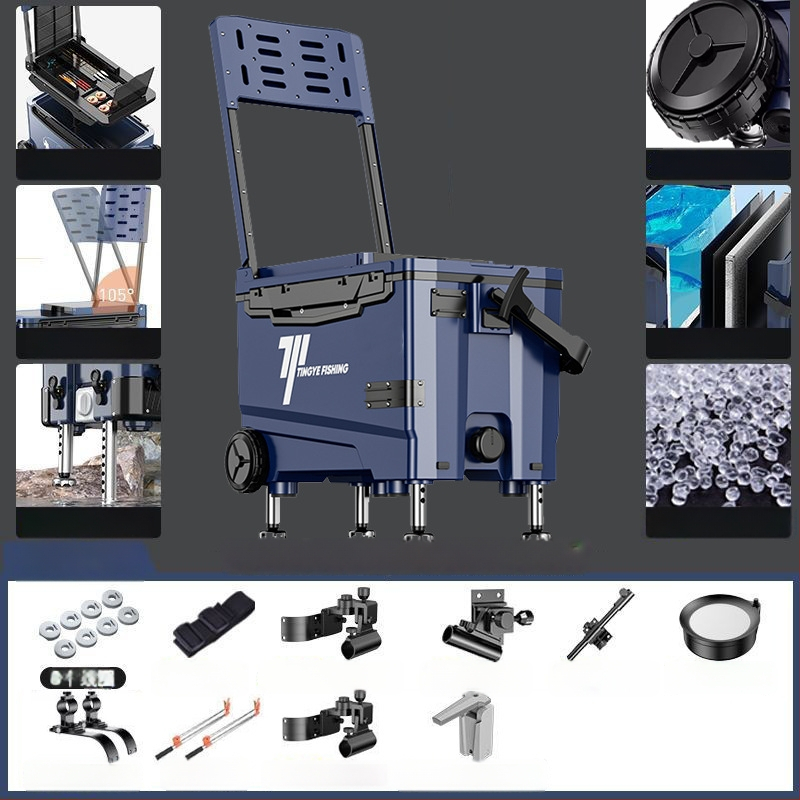 Makšķerēšanas kaste ar riteņiem, ultra viegla, daudzfunkcionāls aprīkojums makšķerēšanai, ABS, ietilpība 25–32 L