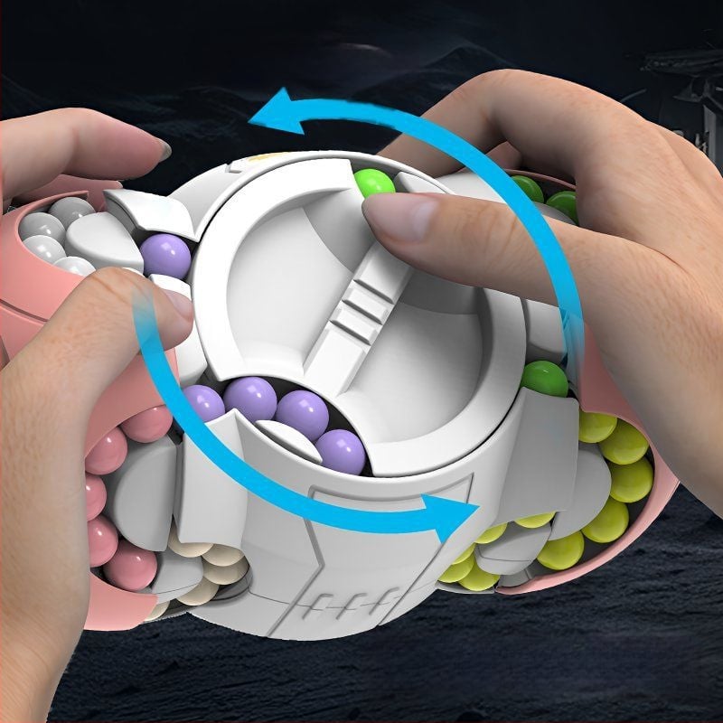 Plastmasas izglītojošā rotaļlieta bērniem — kosmiskā kubs ar rotējošu krellīti stresa mazināšanai, piemērots 0–3 gadu vecumam