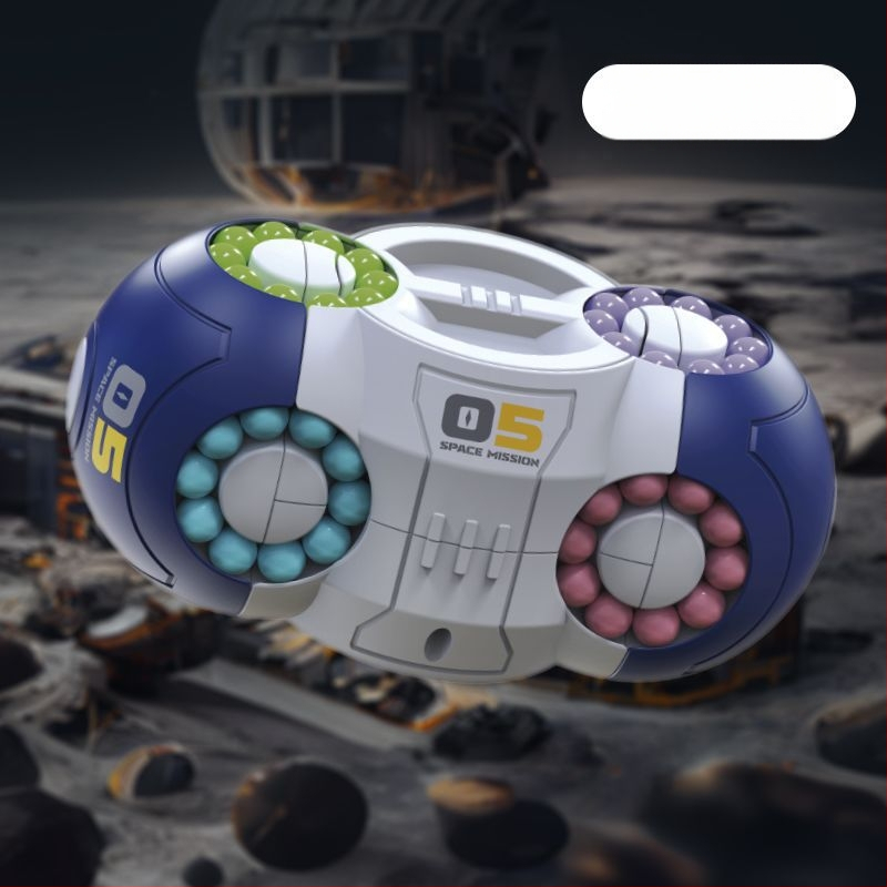 Plastmasas izglītojošā rotaļlieta bērniem — kosmiskā kubs ar rotējošu krellīti stresa mazināšanai, piemērots 0–3 gadu vecumam